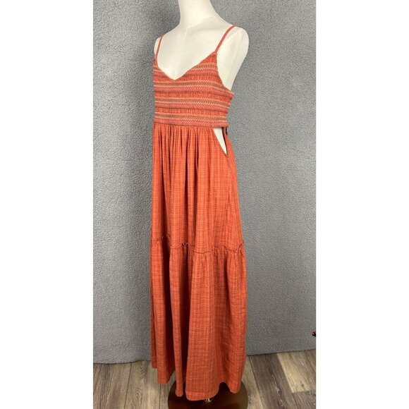 Roxy Women's Maxi Dress Ginger Spice Smocked Tiered  Orange Size XXL NWT's - Picture 4 of 8